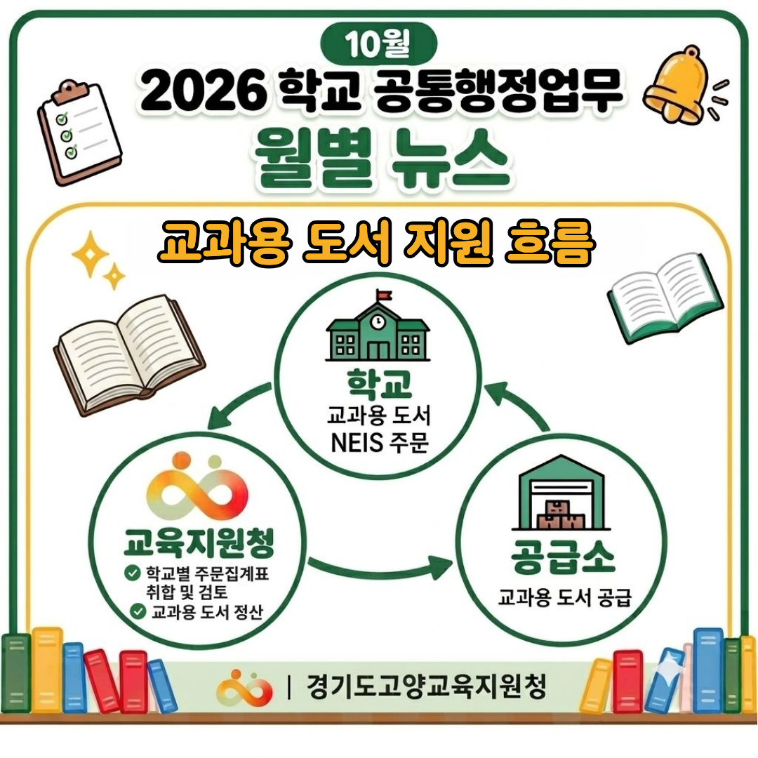 2026 학교 공통행정업무 월별뉴스(10월) 교과용 도서 지원 흐름